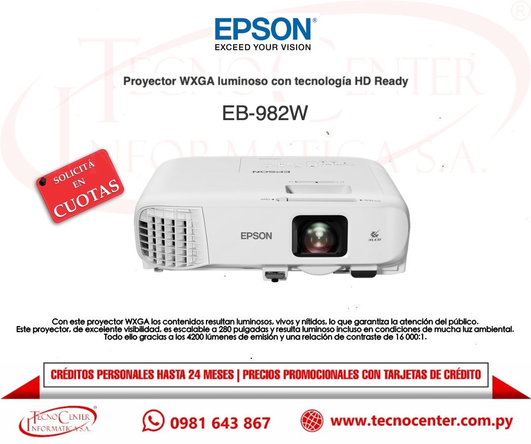 Proyector Epson 982W 4200 Lumenes WXGA.